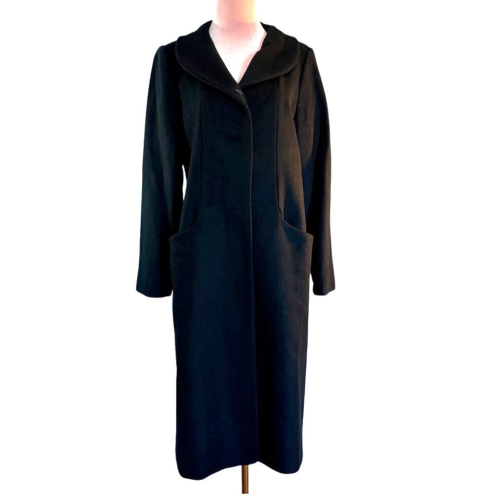 NWT Quince Italian Wool Overcoat Black Single Breasted Lined Pockets Medium